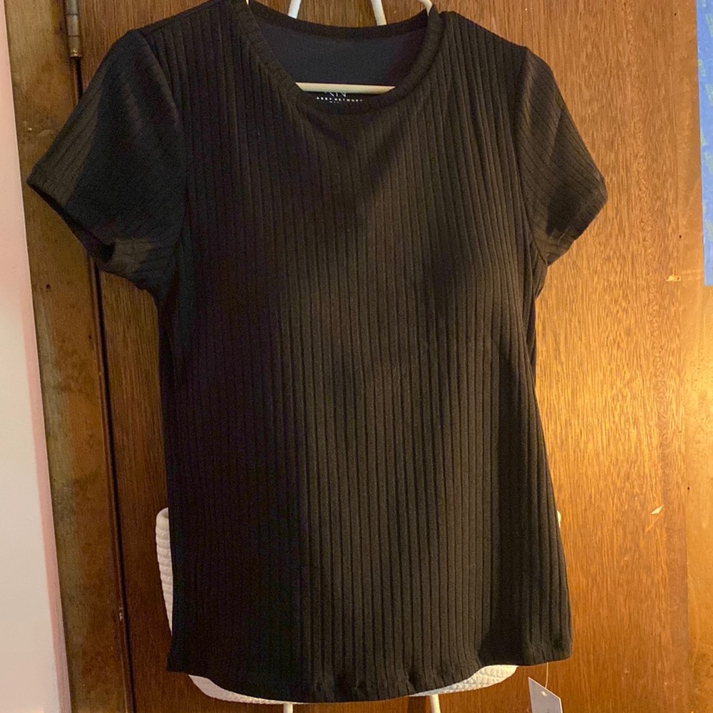 Ribbed short sleeve t shirt with build in bra